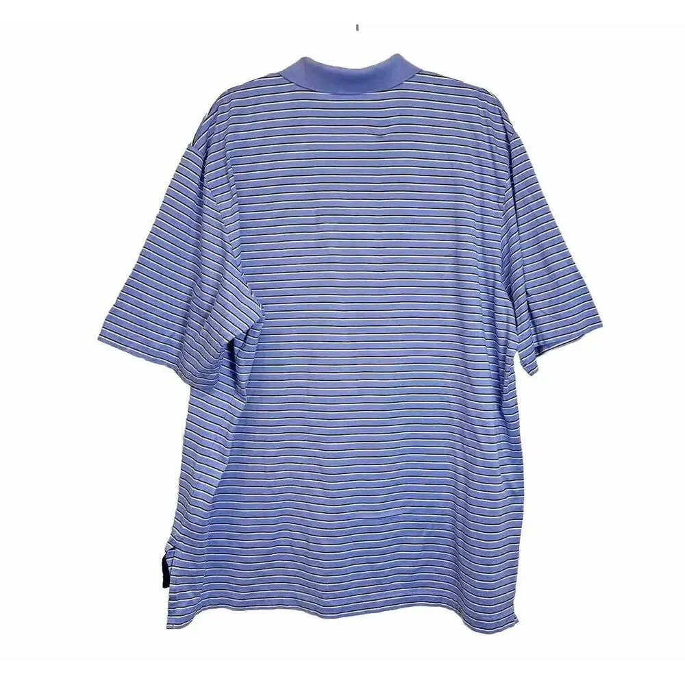 Polo Golf Ralph Lauren Men’s XL Blue Striped‎ Short Sleeve 100% Pima Cotton Soft